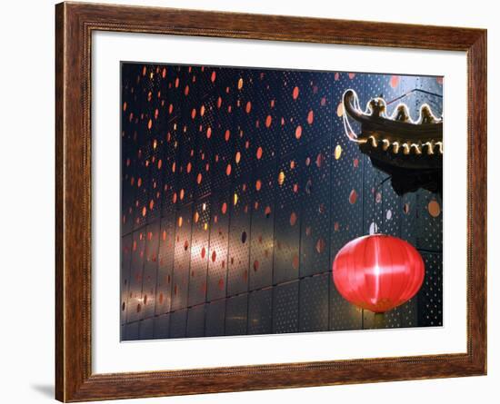 Beijing, Chinese New Year Spring Festival - Lantern Decorations on a Restaurant Front, China-Christian Kober-Framed Photographic Print