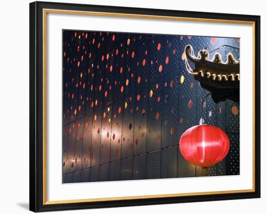 Beijing, Chinese New Year Spring Festival - Lantern Decorations on a Restaurant Front, China-Christian Kober-Framed Photographic Print