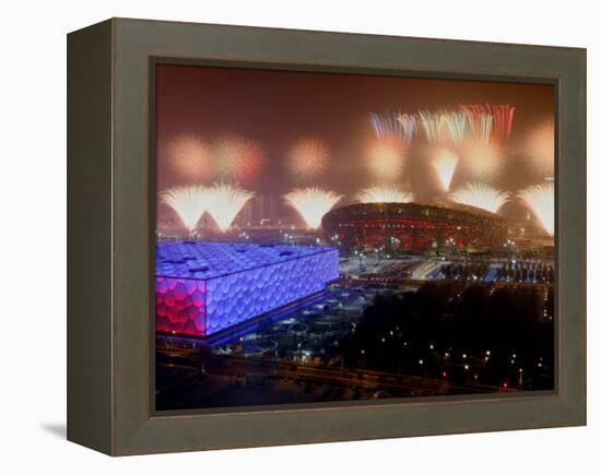 Beijing Olympics Opening Ceremony, Bird's Nest and Water Cube, Beijing, China-null-Framed Premier Image Canvas