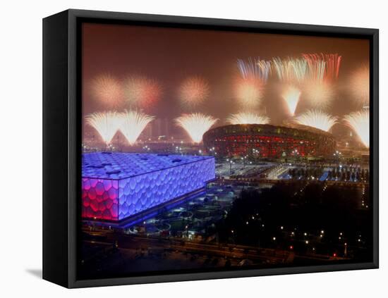 Beijing Olympics Opening Ceremony, Bird's Nest and Water Cube, Beijing, China-null-Framed Premier Image Canvas