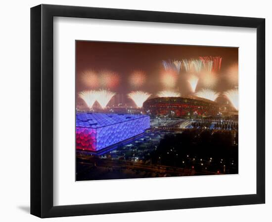 Beijing Olympics Opening Ceremony, Bird's Nest and Water Cube, Beijing, China-null-Framed Photographic Print