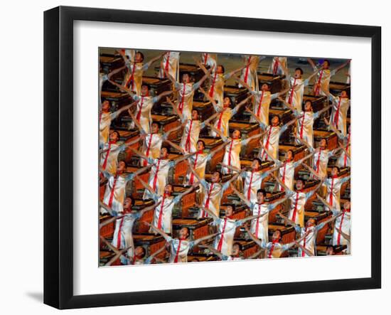 Beijing Olympics Opening Ceremony, Drummer's Performing, Beijing, China-null-Framed Photographic Print