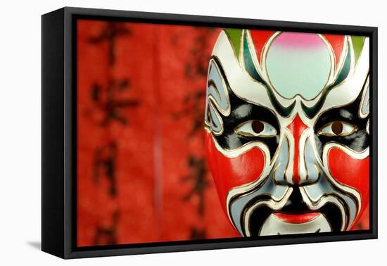Beijing Opera Masks on a Festive Background.-Liang Zhang-Framed Premier Image Canvas
