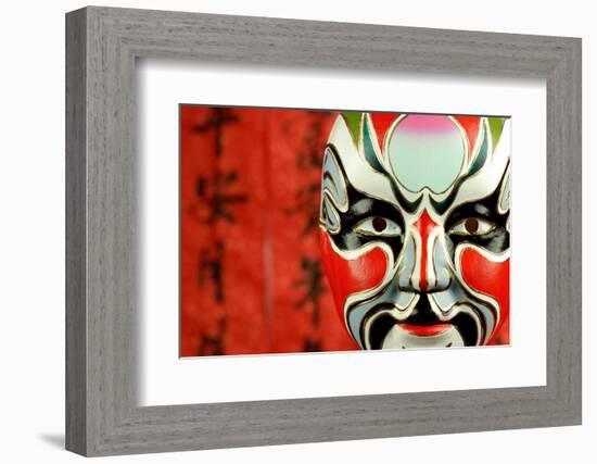 Beijing Opera Masks on a Festive Background.-Liang Zhang-Framed Photographic Print