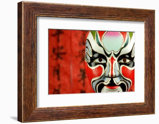 Beijing Opera Masks on a Festive Background.-Liang Zhang-Framed Photographic Print