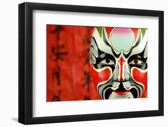 Beijing Opera Masks on a Festive Background.-Liang Zhang-Framed Photographic Print