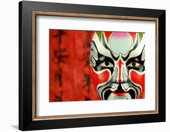 Beijing Opera Masks on a Festive Background.-Liang Zhang-Framed Photographic Print