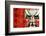 Beijing Opera Masks on a Festive Background.-Liang Zhang-Framed Photographic Print