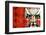 Beijing Opera Masks on a Festive Background.-Liang Zhang-Framed Photographic Print