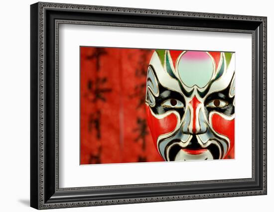 Beijing Opera Masks on a Festive Background.-Liang Zhang-Framed Photographic Print