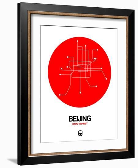 Beijing Red Subway Map-NaxArt-Framed Art Print