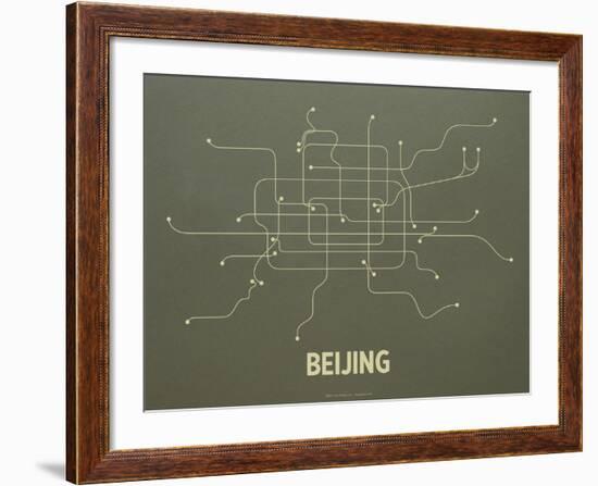 Beijing Screen Print Olive-LinePosters-Framed Serigraph