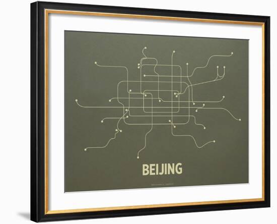 Beijing Screen Print Olive-LinePosters-Framed Serigraph