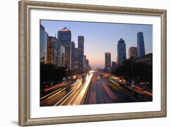 Beijing Skyline at Dusk-Liang Zhang-Framed Photographic Print