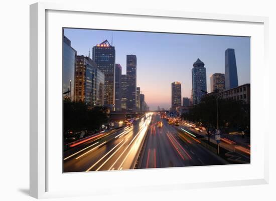 Beijing Skyline at Dusk-Liang Zhang-Framed Photographic Print