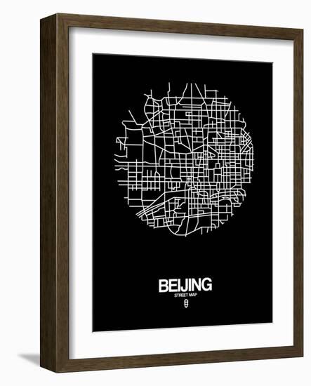 Beijing Street Map Black-NaxArt-Framed Art Print