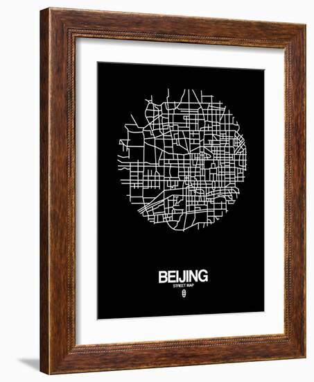 Beijing Street Map Black-NaxArt-Framed Art Print