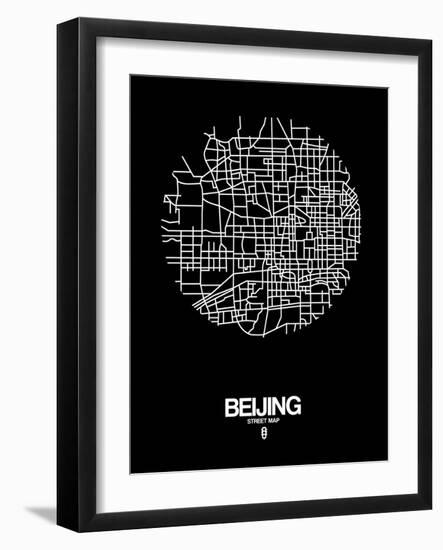 Beijing Street Map Black-NaxArt-Framed Art Print