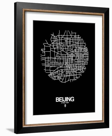 Beijing Street Map Black-NaxArt-Framed Art Print