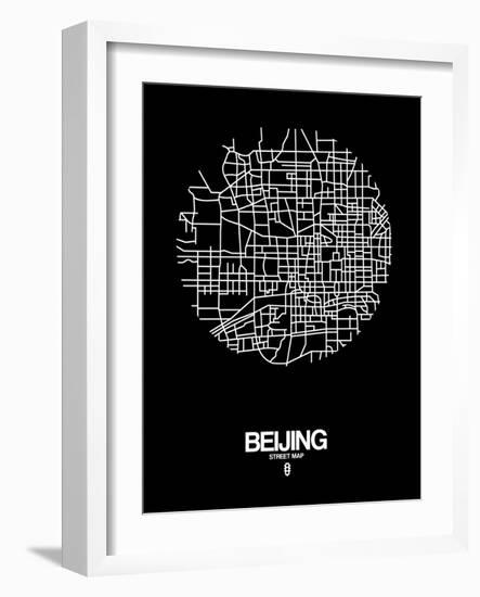 Beijing Street Map Black-NaxArt-Framed Art Print