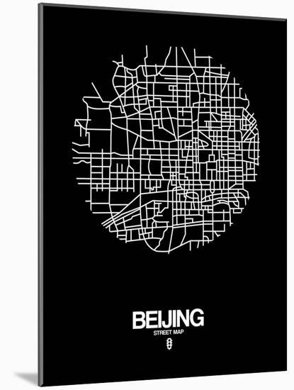 Beijing Street Map Black-NaxArt-Mounted Art Print