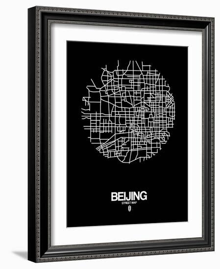 Beijing Street Map Black-NaxArt-Framed Art Print