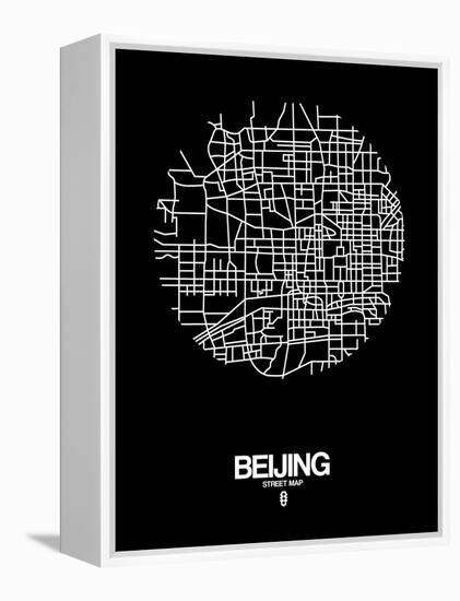 Beijing Street Map Black-NaxArt-Framed Stretched Canvas