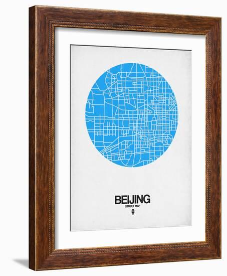 Beijing Street Map Blue-NaxArt-Framed Art Print