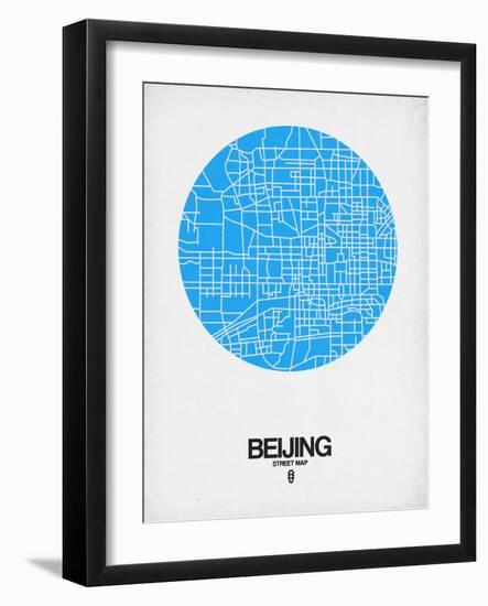 Beijing Street Map Blue-NaxArt-Framed Art Print