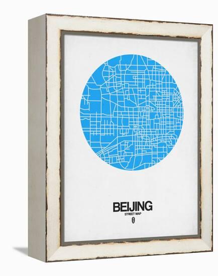 Beijing Street Map Blue-NaxArt-Framed Stretched Canvas