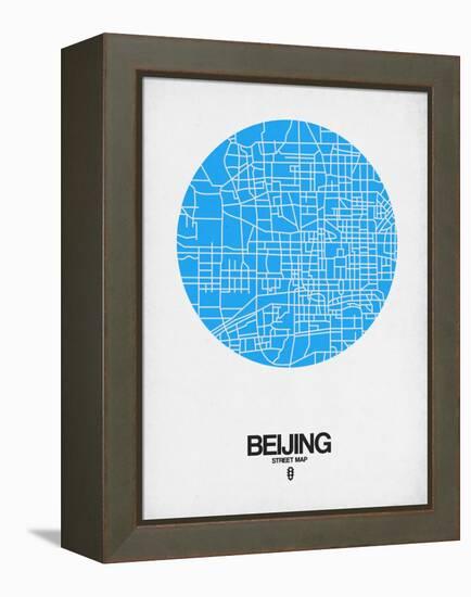 Beijing Street Map Blue-NaxArt-Framed Stretched Canvas