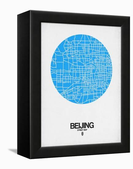 Beijing Street Map Blue-NaxArt-Framed Stretched Canvas