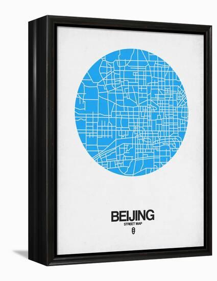 Beijing Street Map Blue-NaxArt-Framed Stretched Canvas