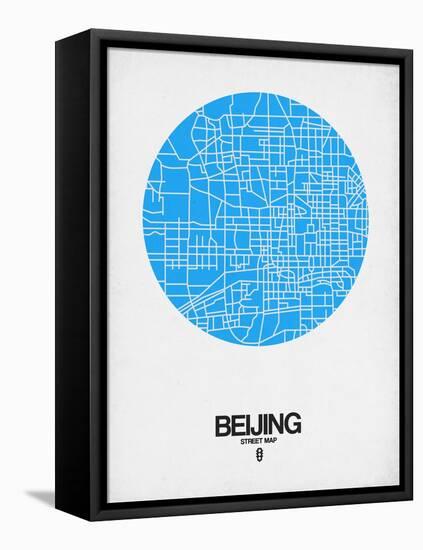 Beijing Street Map Blue-NaxArt-Framed Stretched Canvas