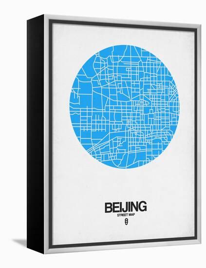 Beijing Street Map Blue-NaxArt-Framed Stretched Canvas