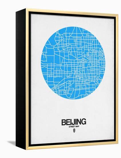 Beijing Street Map Blue-NaxArt-Framed Stretched Canvas