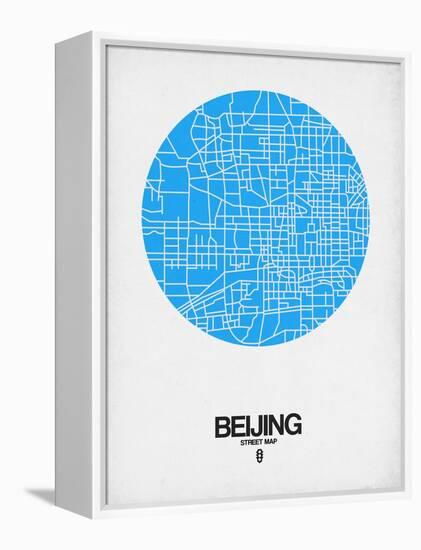 Beijing Street Map Blue-NaxArt-Framed Stretched Canvas