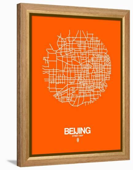 Beijing Street Map Orange-NaxArt-Framed Stretched Canvas