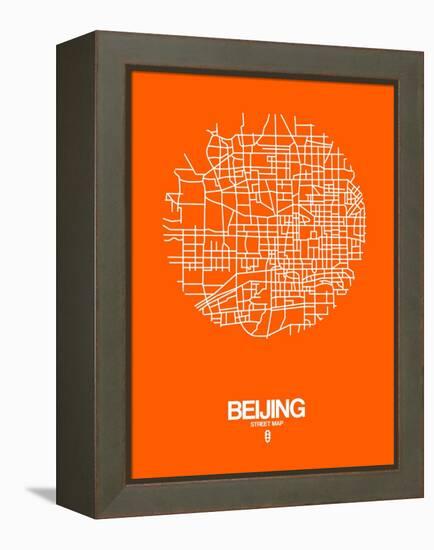 Beijing Street Map Orange-NaxArt-Framed Stretched Canvas