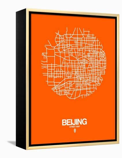 Beijing Street Map Orange-NaxArt-Framed Stretched Canvas