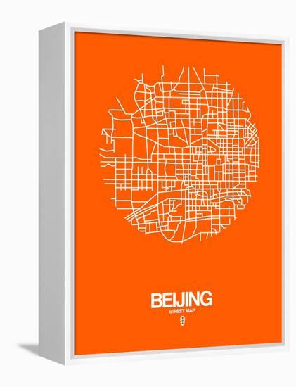 Beijing Street Map Orange-NaxArt-Framed Stretched Canvas