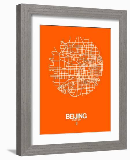 Beijing Street Map Orange-NaxArt-Framed Art Print