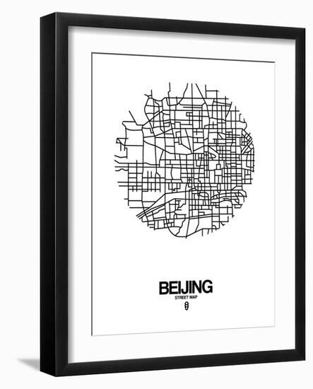 Beijing Street Map White-NaxArt-Framed Art Print