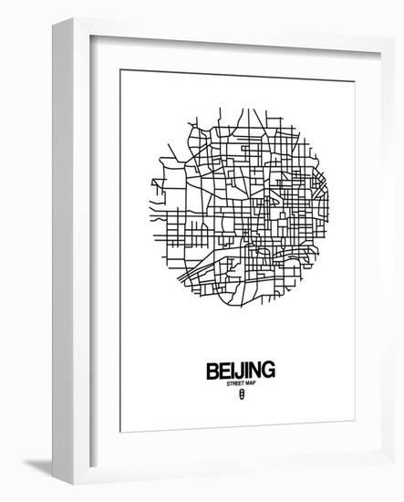 Beijing Street Map White-NaxArt-Framed Art Print