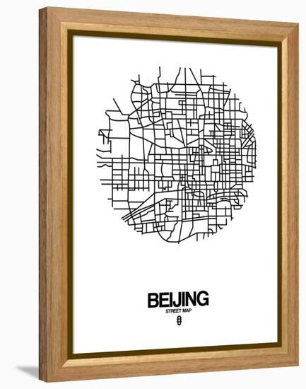 Beijing Street Map White-NaxArt-Framed Stretched Canvas