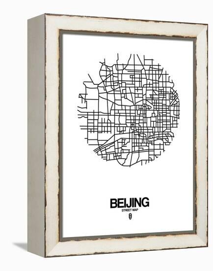 Beijing Street Map White-NaxArt-Framed Stretched Canvas