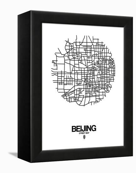 Beijing Street Map White-NaxArt-Framed Stretched Canvas