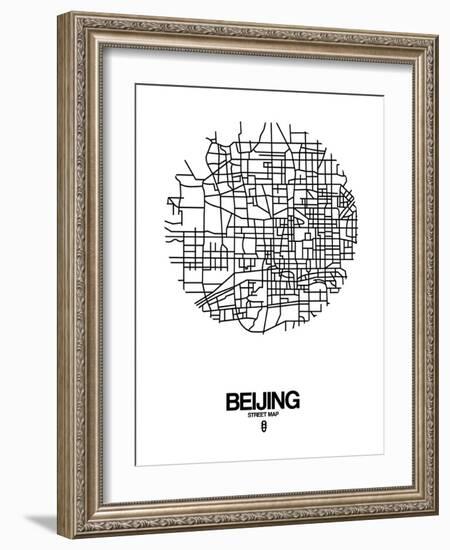 Beijing Street Map White-NaxArt-Framed Art Print