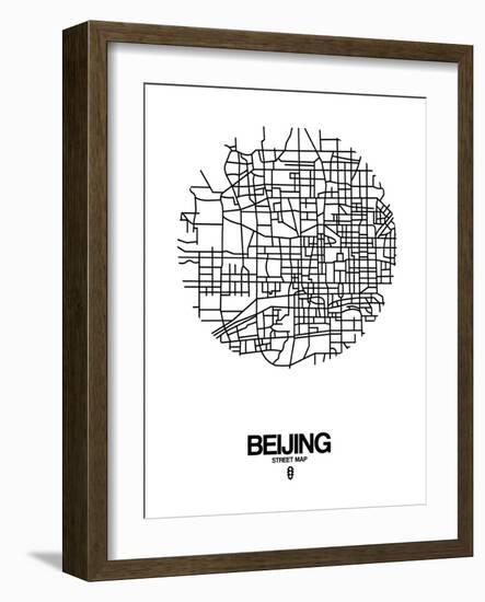 Beijing Street Map White-NaxArt-Framed Art Print