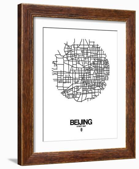 Beijing Street Map White-NaxArt-Framed Art Print